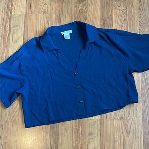 Kirious Textured Teal Cropped Shirt